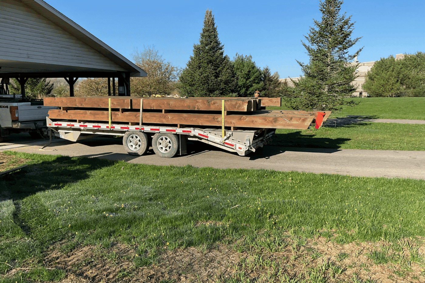 backyard pavilion kits being delivered