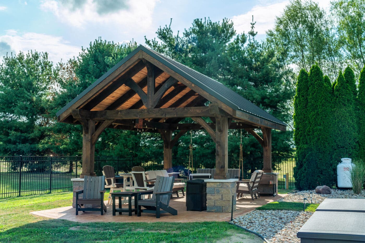 outdoor pavilion with seats underneath in cranberry township