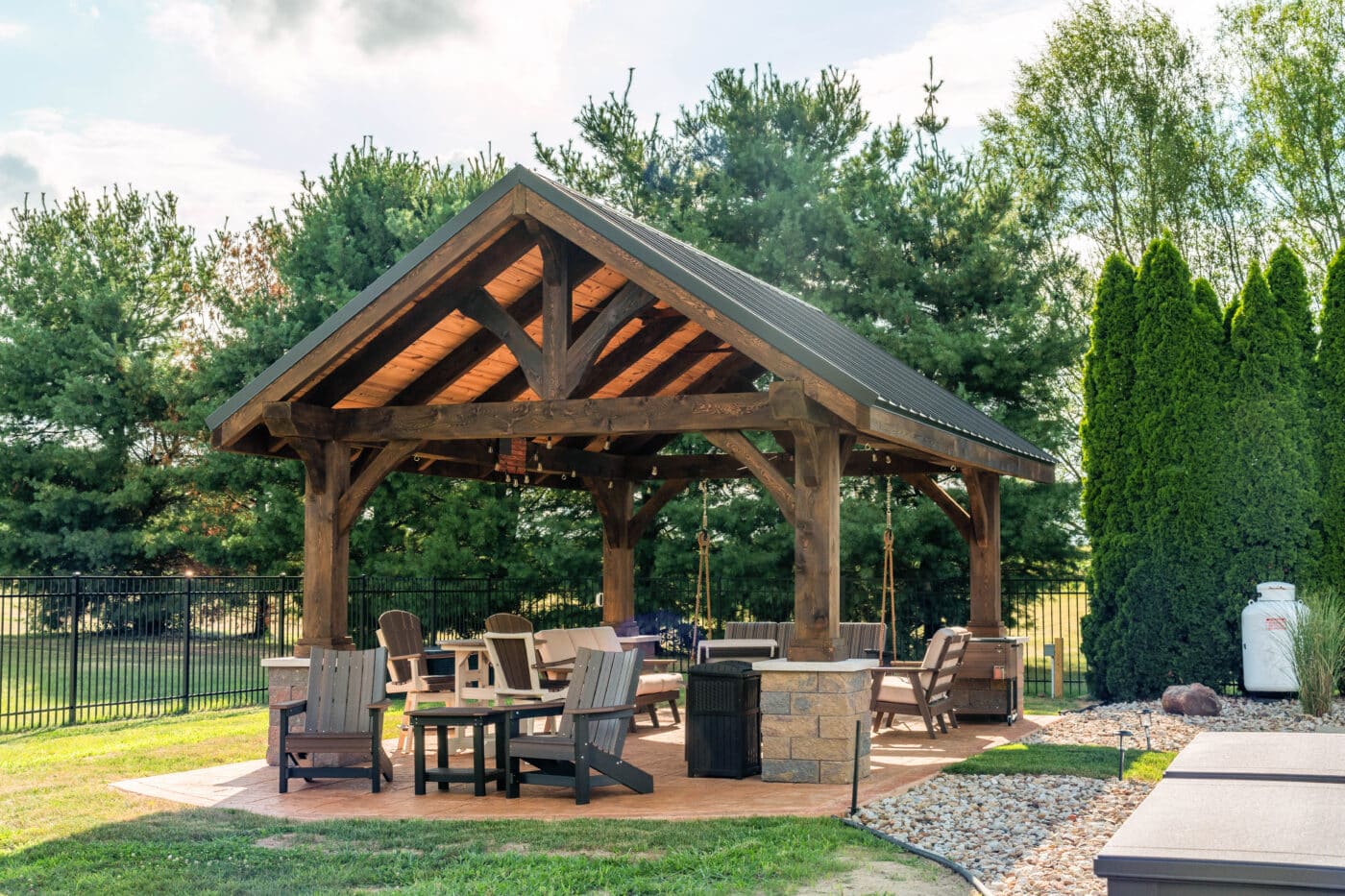 outdoor pavilion with seats underneath in reedsville oh