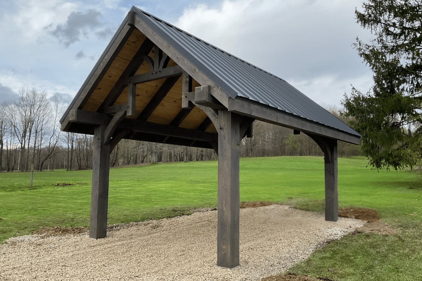 Park pavilion with metal roof