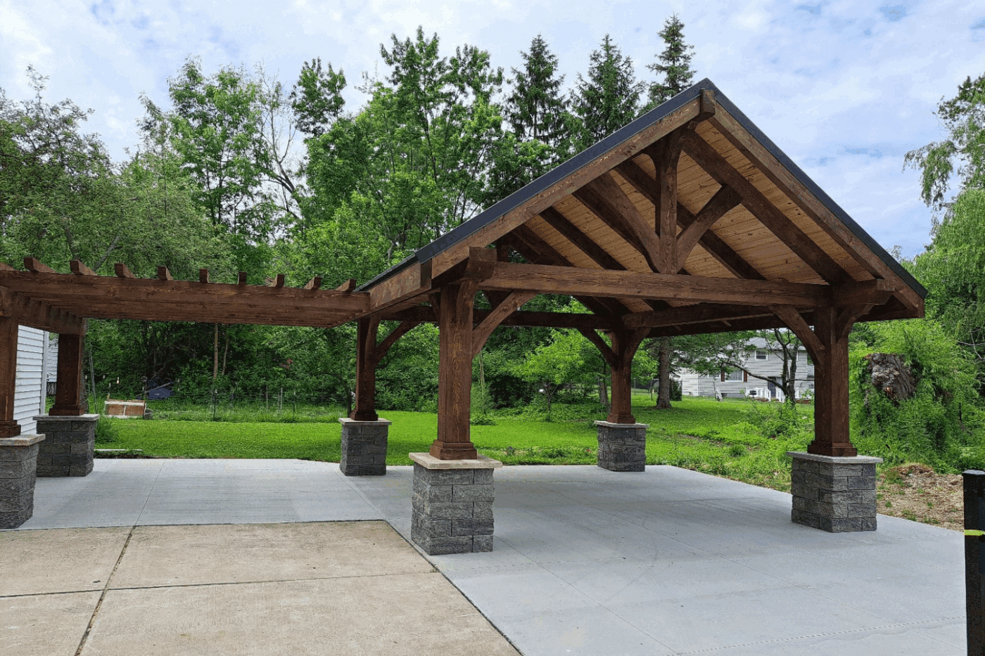 pavilion and pergola with stone posts cost