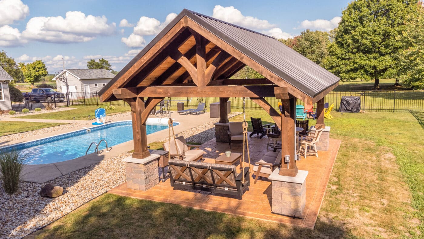 a poolside pavilion in Jamestown NY