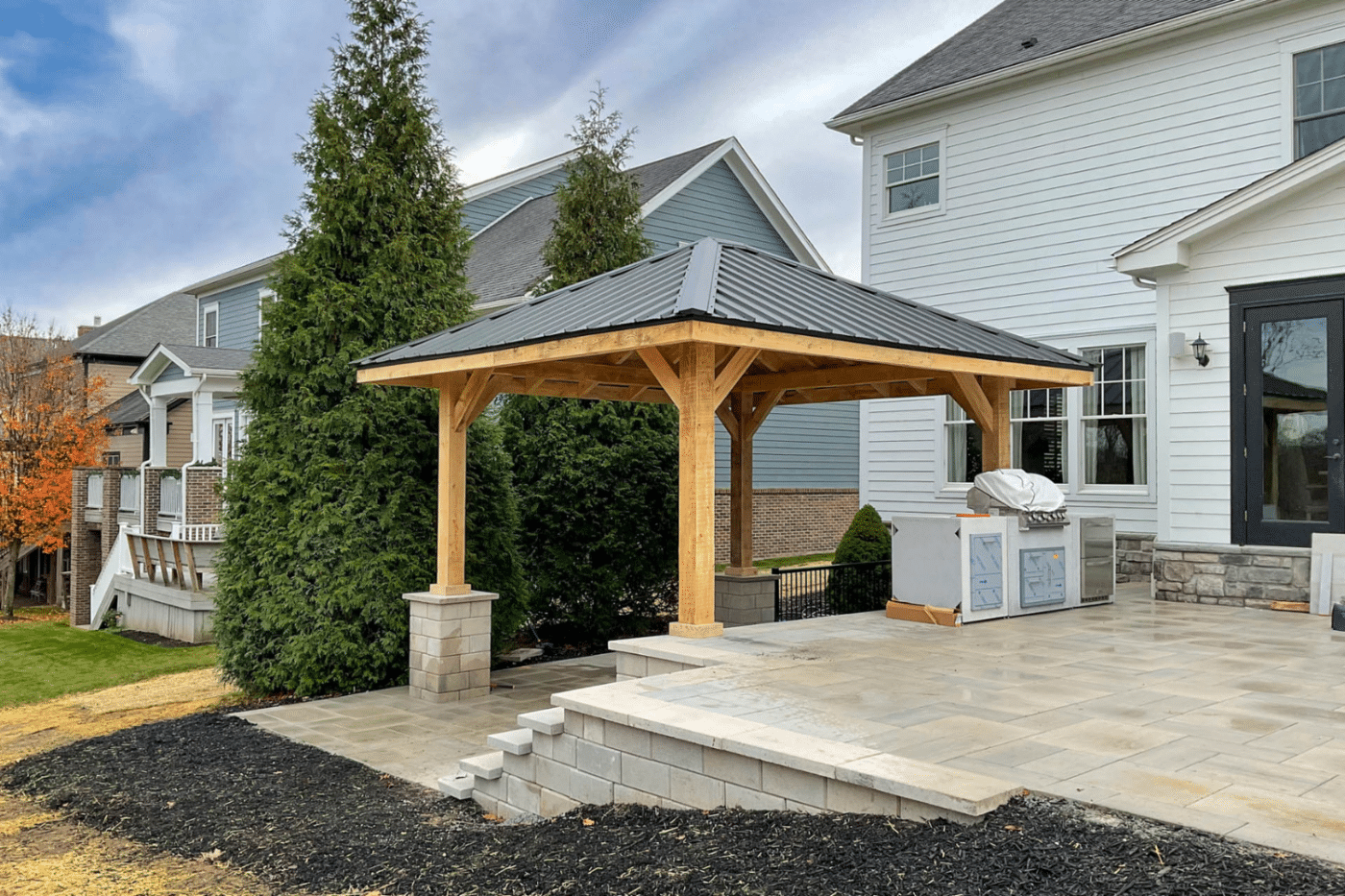 timber frame pavilion with metal roof for sale in pa