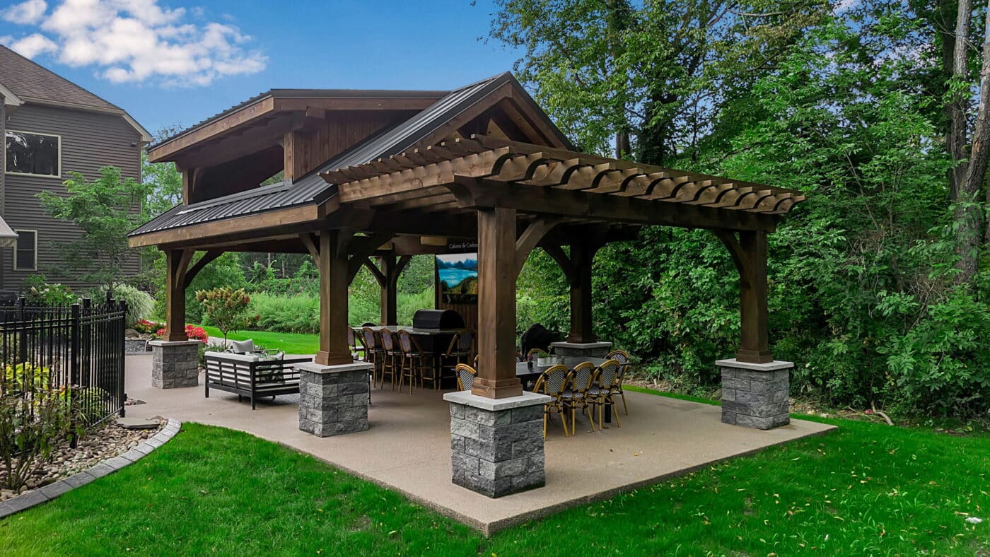 the lakeside luxe pergola and pavilion