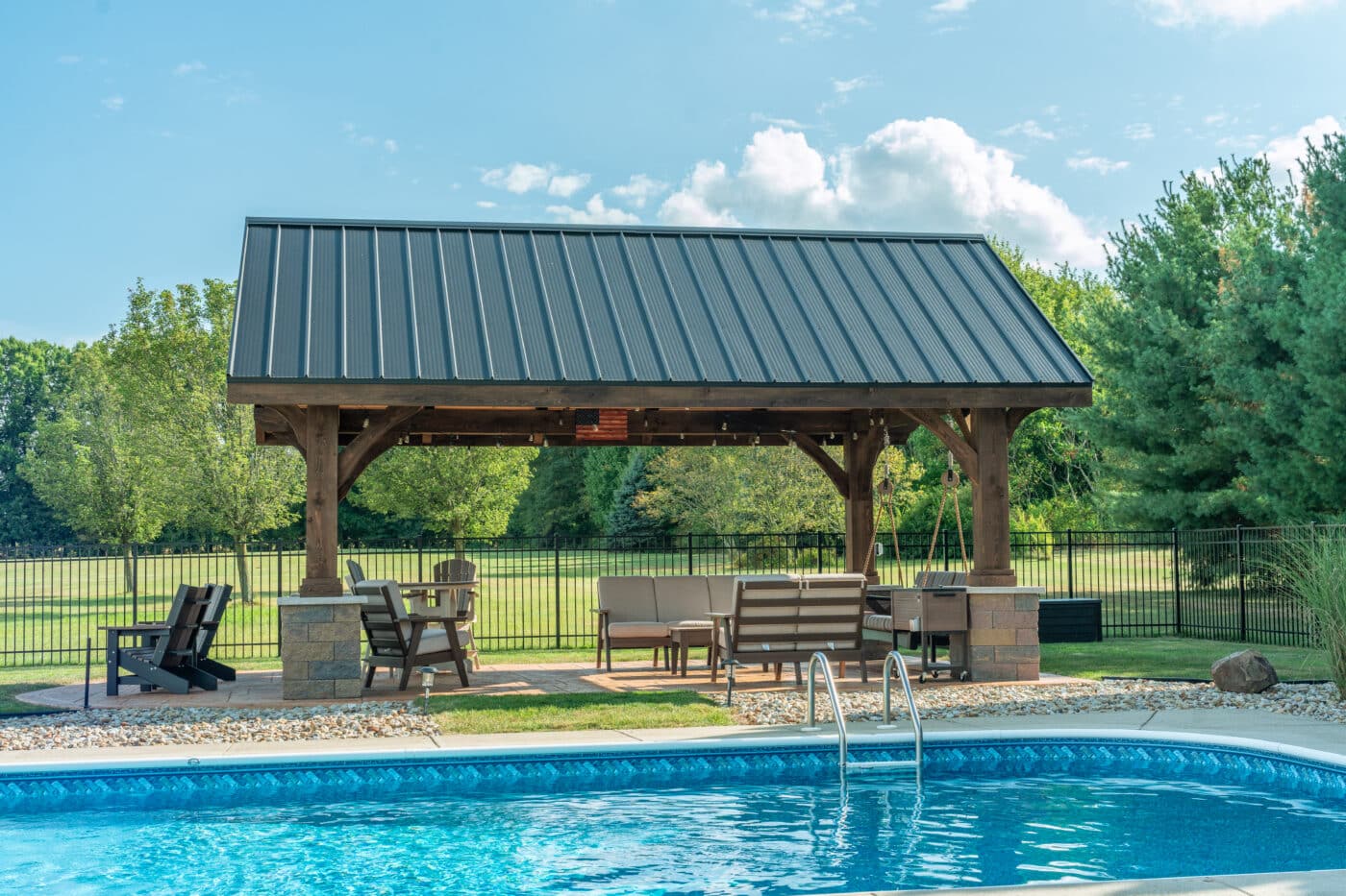 the vista a frame pavilion by a pool