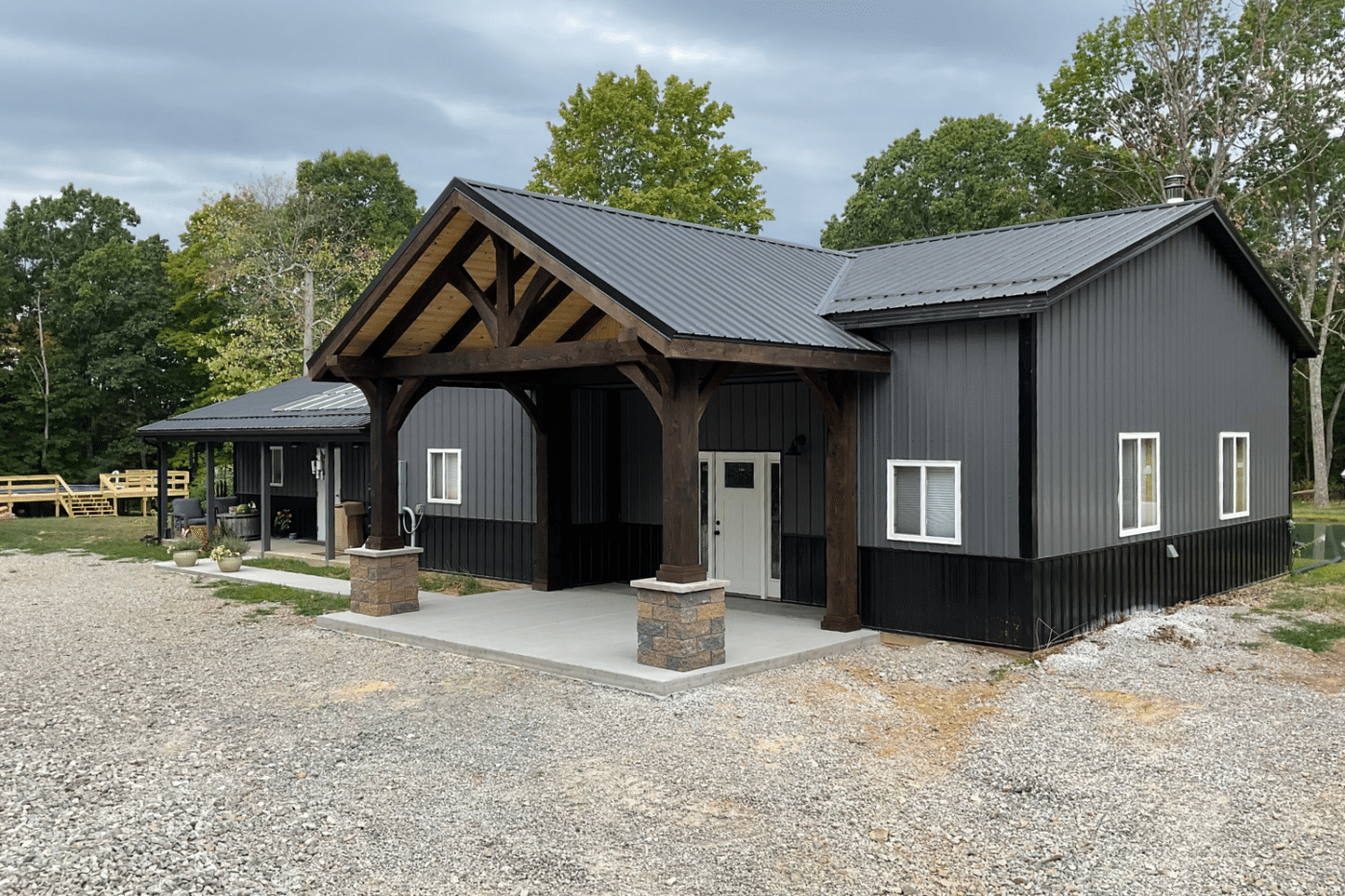 timber frame pavilion on house for sale in canfield oh