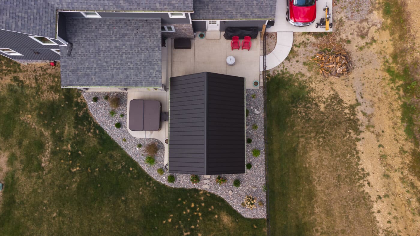 top of a 16x14 a frame pavilion with metal roof